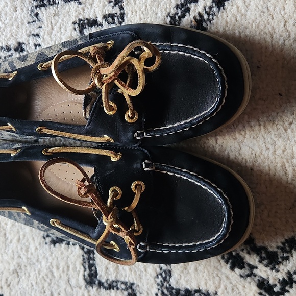 Sperry black/leopard accent women's size 10 - Picture 4 of 7